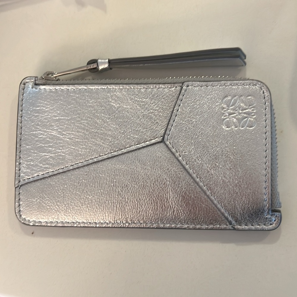LOEWE COIN CARD HOLDER SILVER PUZZLE WALLET